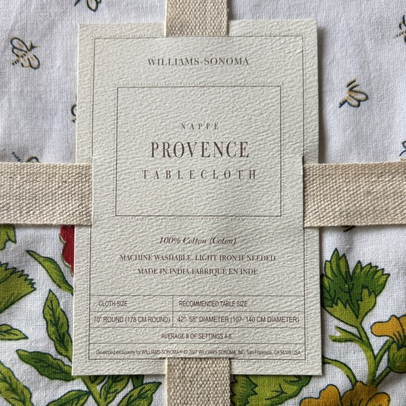 NWT Williams Sonoma Provence Floral Round Tablecloth - Green and Yellow - Picture 2 of 7